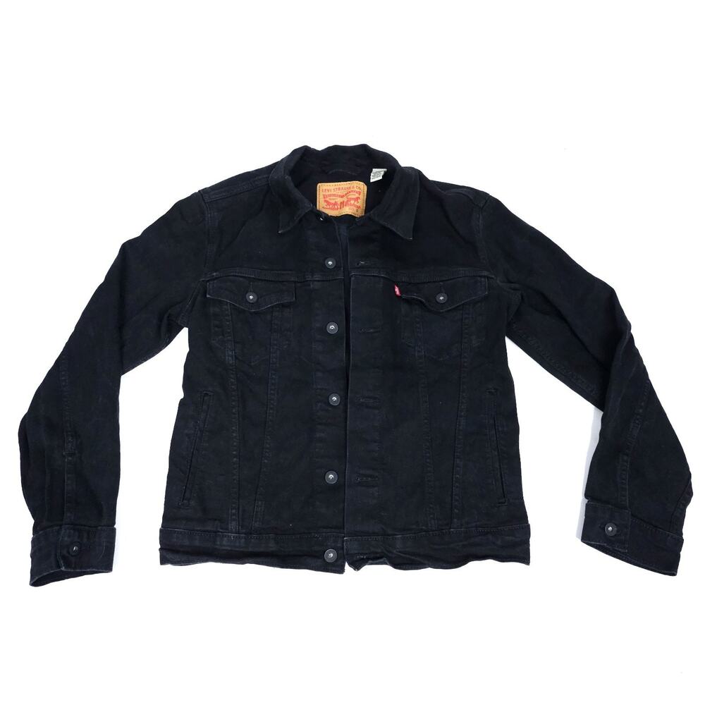 Levi's Mens Trucker Jacket Small Regular Black Button Front Pockets Stretch